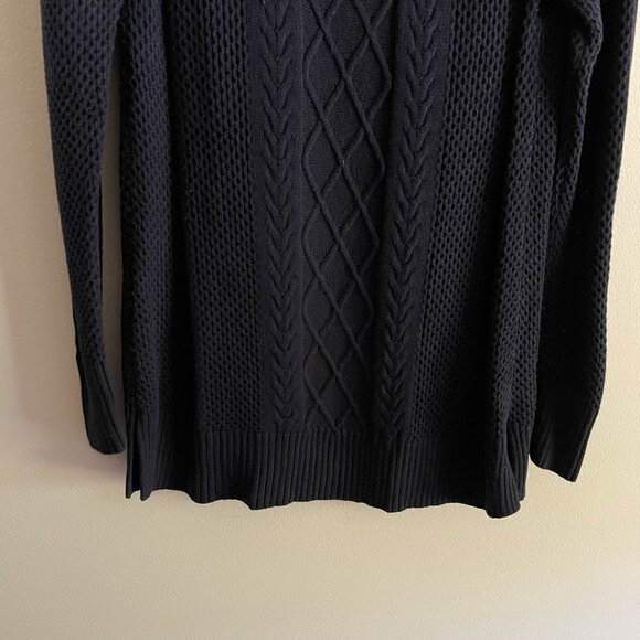Ann Taylor Loft Women L Navy Blue Mock Neck Long Sleeve Pullover Tunic Sweater - Picture 4 of 11